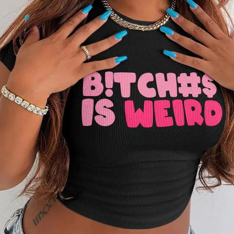 'Bitche$ is Weird' Crop Top